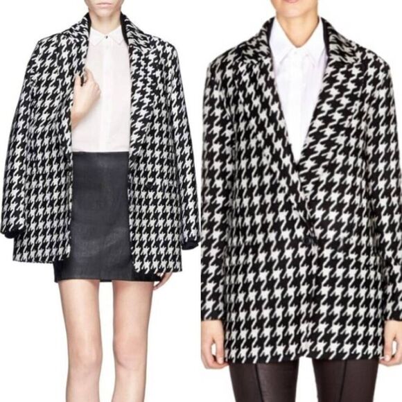 Theory houndstooth wool blend coat L - Picture 2 of 11